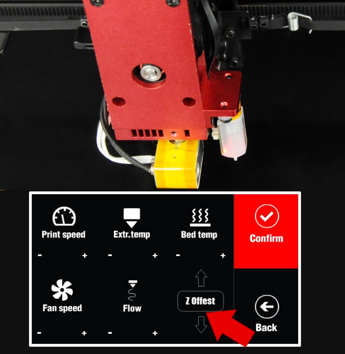 Динамическое смещение по оси Z регулируется во время печати